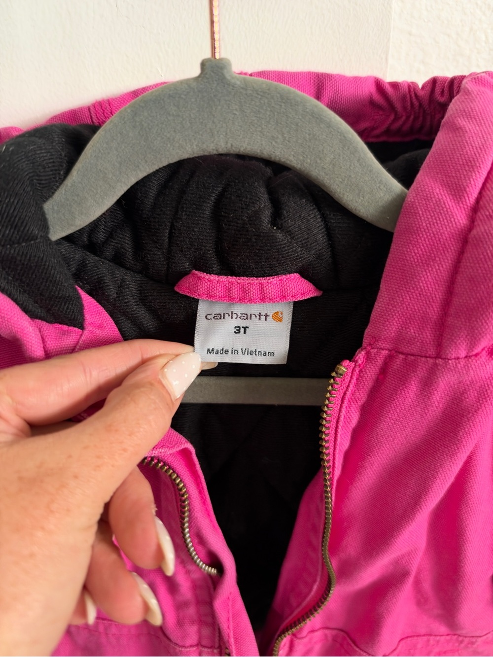 Carhartt Girls' Bright Pink Hooded Puffer Jacket - Picture 2 of 8